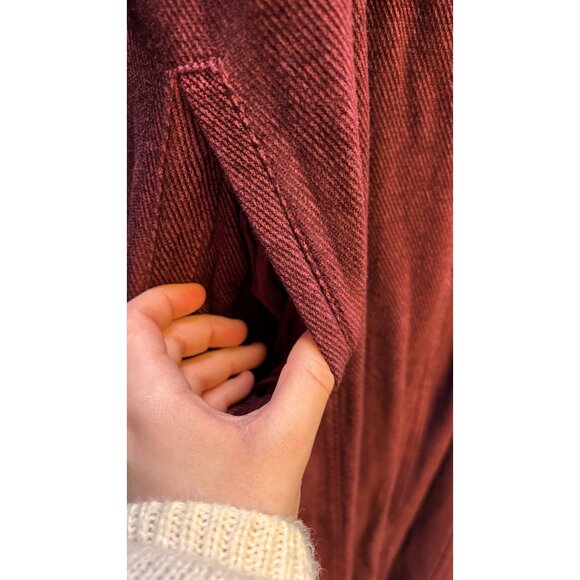 Free People Long Double-Breasted Coat Wine Red Size L - Picture 7 of 10
